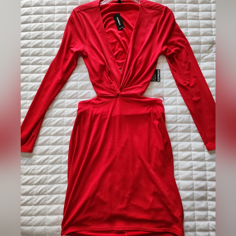 Express V Neck Cut Out Dress